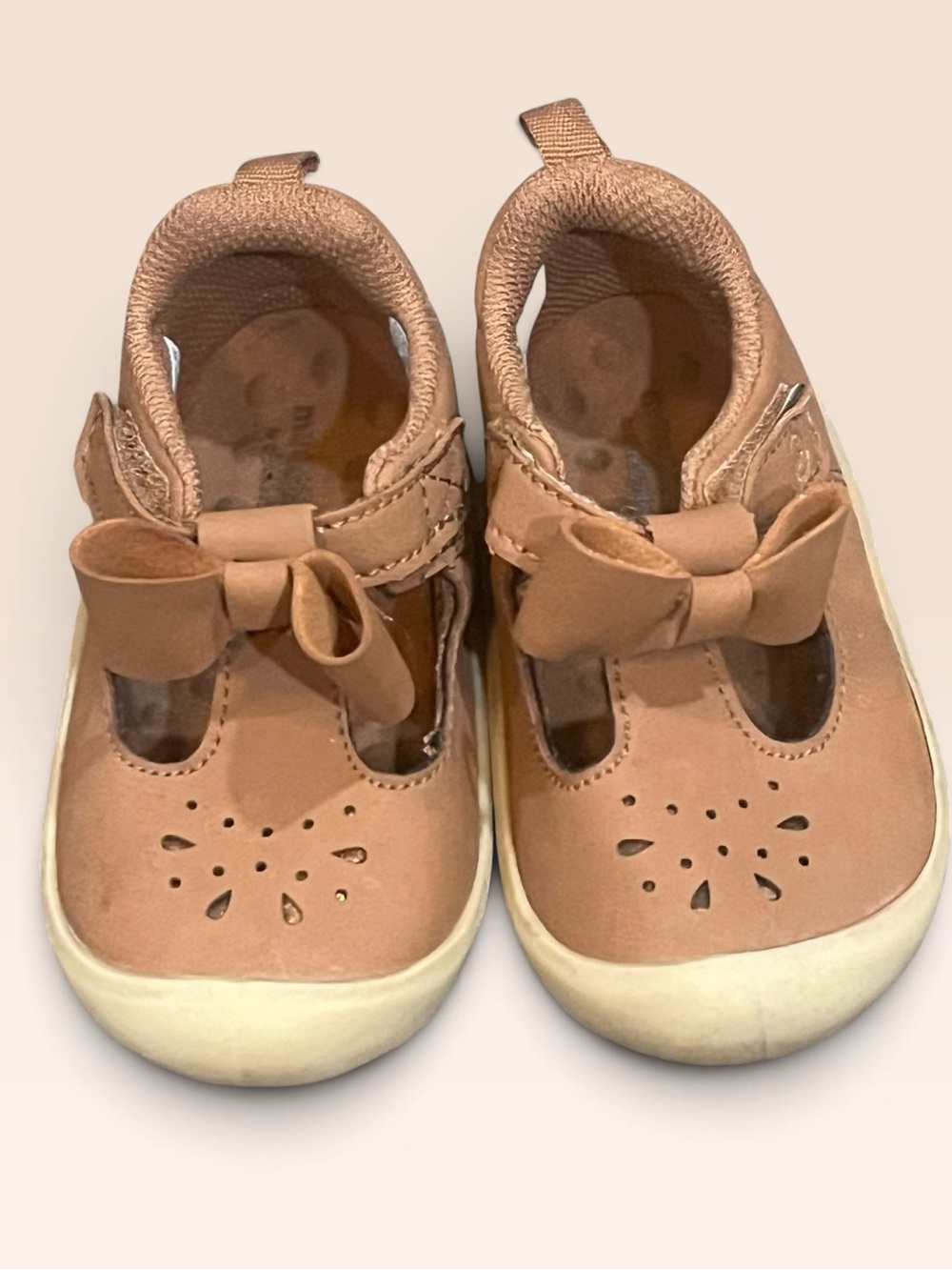 Munchkin by Stride Rite Mauve Pink Bow Peyson T-Strap Dress Shoes 6